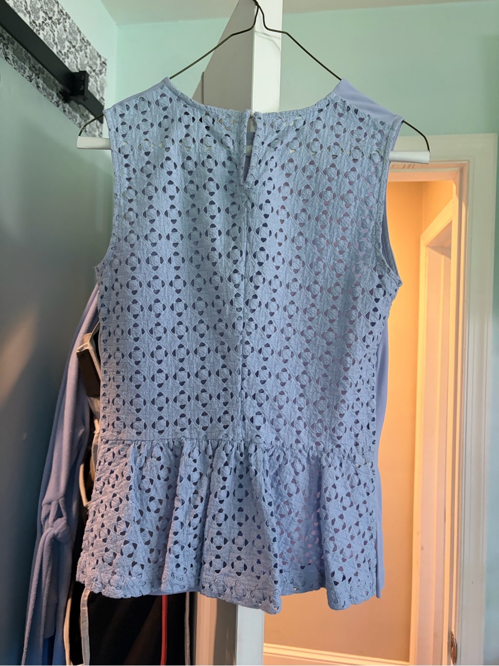 Ladies Light Blue Lace Peplum top